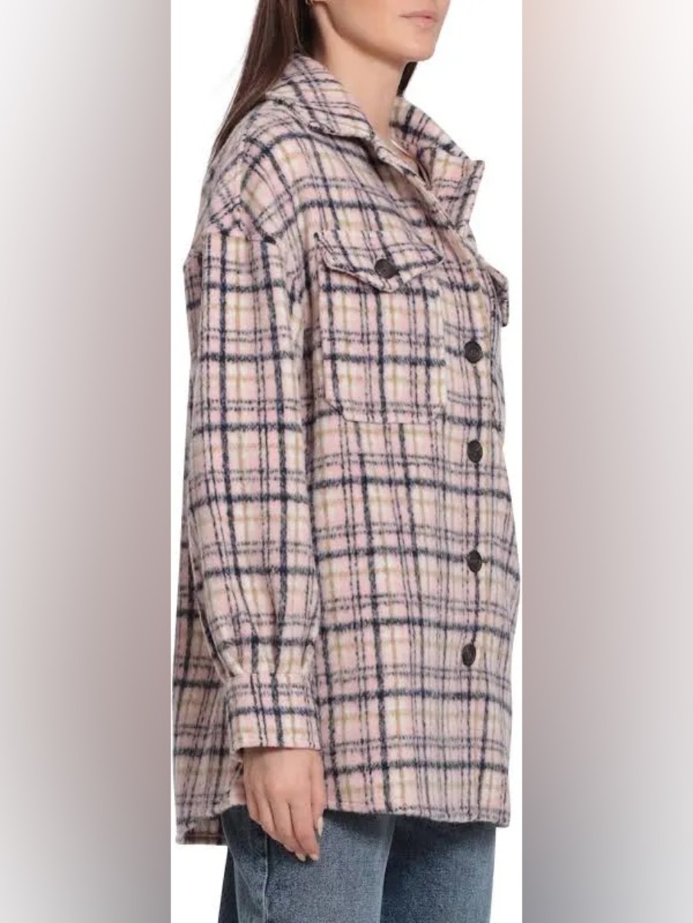 Avec Les Filles Plaid Boyfriend Oversized Shacket - Picture 4 of 7
